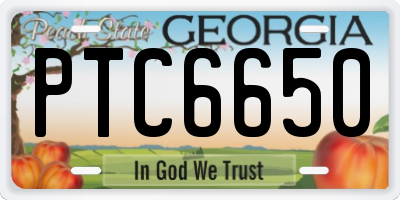GA license plate PTC6650