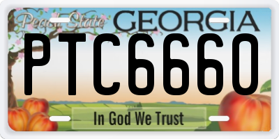 GA license plate PTC6660