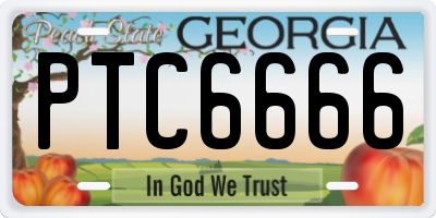 GA license plate PTC6666