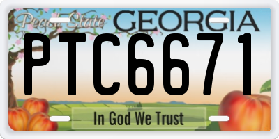 GA license plate PTC6671