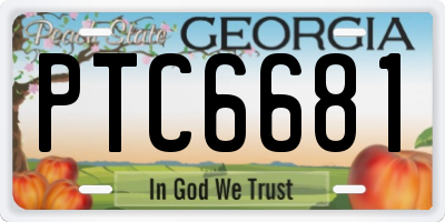GA license plate PTC6681