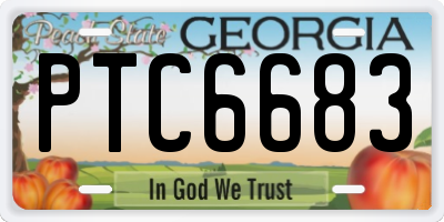 GA license plate PTC6683