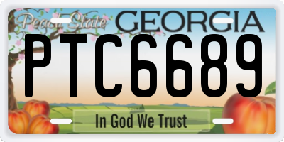GA license plate PTC6689