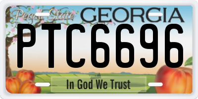 GA license plate PTC6696