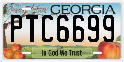 GA license plate PTC6699