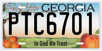 GA license plate PTC6701