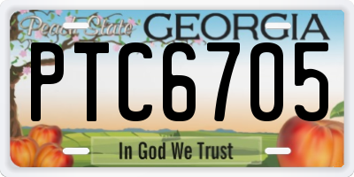 GA license plate PTC6705