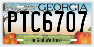 GA license plate PTC6707