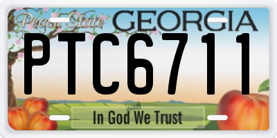 GA license plate PTC6711