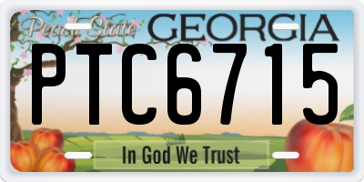 GA license plate PTC6715