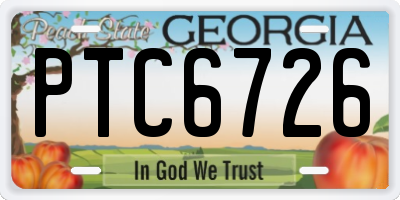GA license plate PTC6726