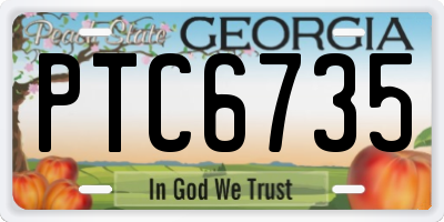 GA license plate PTC6735