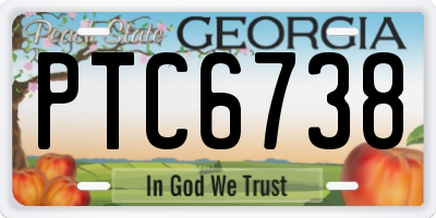 GA license plate PTC6738