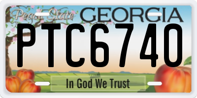 GA license plate PTC6740