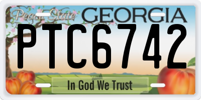 GA license plate PTC6742