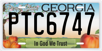 GA license plate PTC6747