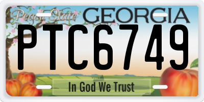 GA license plate PTC6749