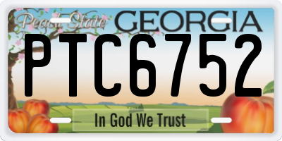 GA license plate PTC6752