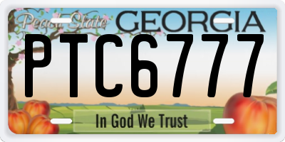 GA license plate PTC6777