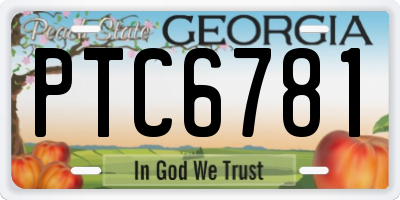 GA license plate PTC6781