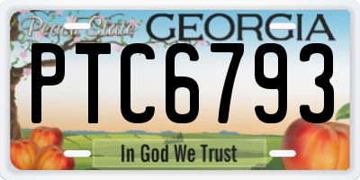 GA license plate PTC6793