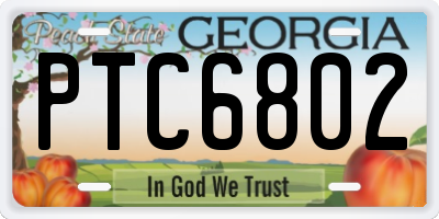 GA license plate PTC6802