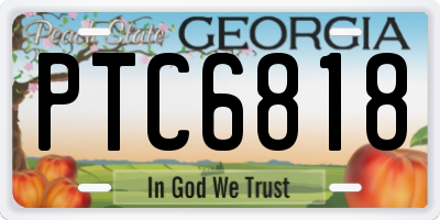 GA license plate PTC6818