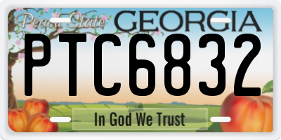 GA license plate PTC6832