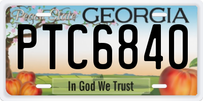 GA license plate PTC6840