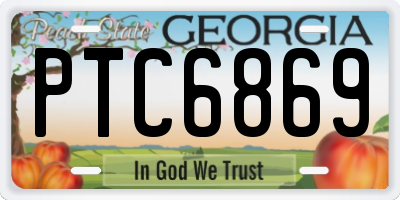 GA license plate PTC6869