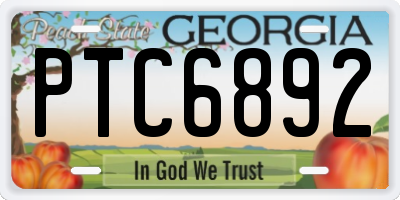 GA license plate PTC6892