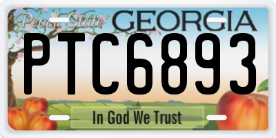 GA license plate PTC6893
