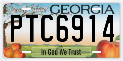 GA license plate PTC6914