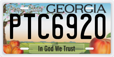 GA license plate PTC6920