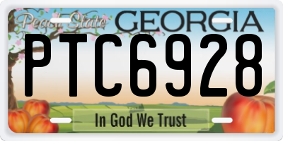 GA license plate PTC6928