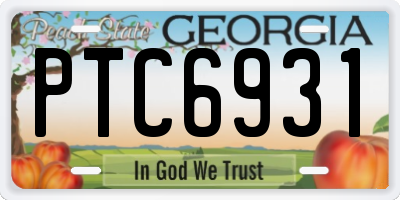 GA license plate PTC6931