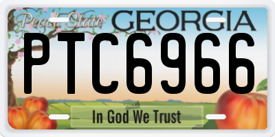 GA license plate PTC6966