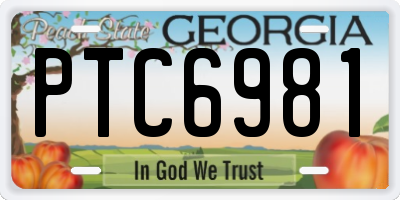GA license plate PTC6981