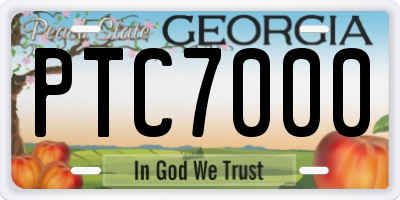 GA license plate PTC7000