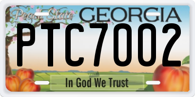 GA license plate PTC7002