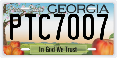GA license plate PTC7007
