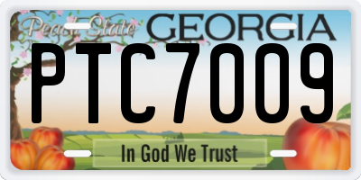 GA license plate PTC7009