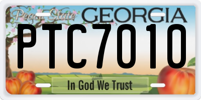 GA license plate PTC7010