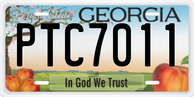 GA license plate PTC7011