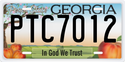 GA license plate PTC7012