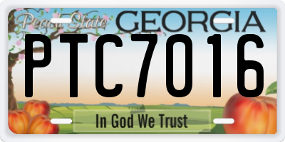 GA license plate PTC7016