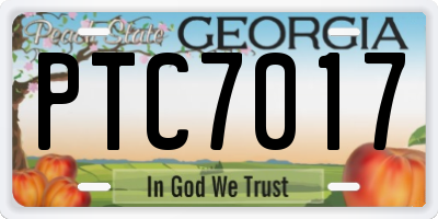 GA license plate PTC7017