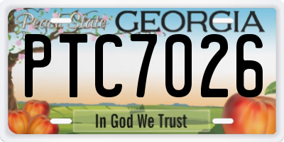 GA license plate PTC7026