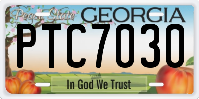 GA license plate PTC7030