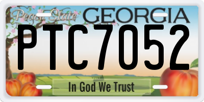 GA license plate PTC7052